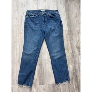 We The Free Free‎ People Distressed Raw Hem Cropped Jeans Blue Women's Size 31